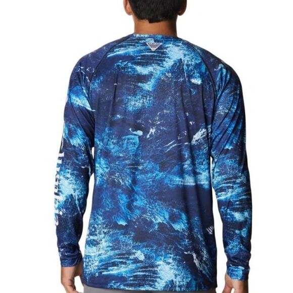 COLUMBIA PFG Mens Large Super Terminal Tackle Long Sleeve Shirt - Blue Multi - Picture 10 of 13